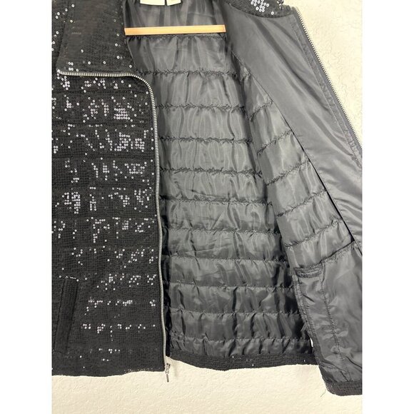 Chicos Collection Womens Sequin Quilted Vest Size 2 US Large‎ Black Holiday - Picture 5 of 7